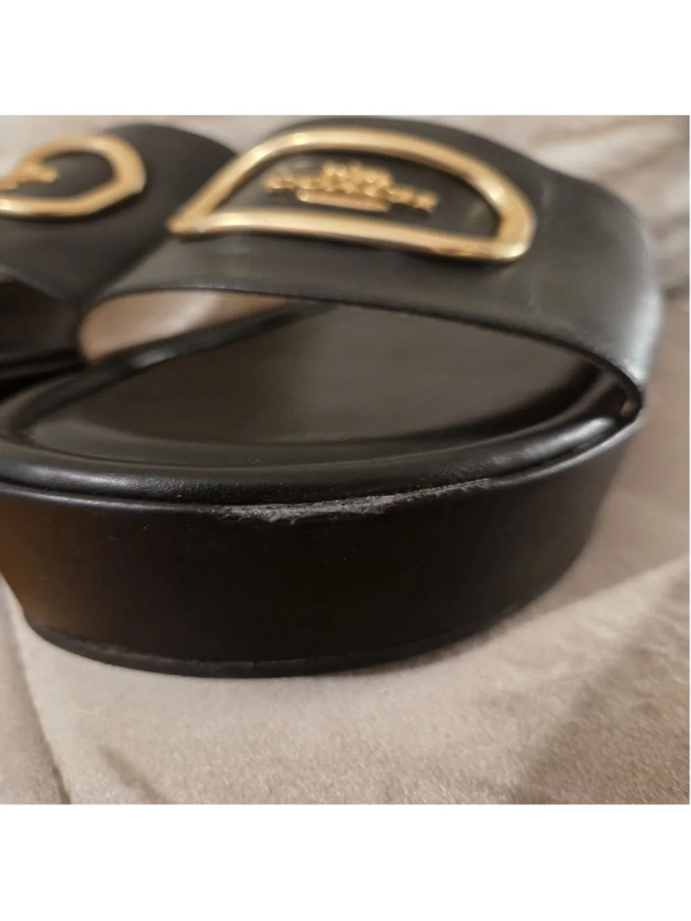 Women's Coach Eloise Black Gold Platform Slide Sandals Size 9